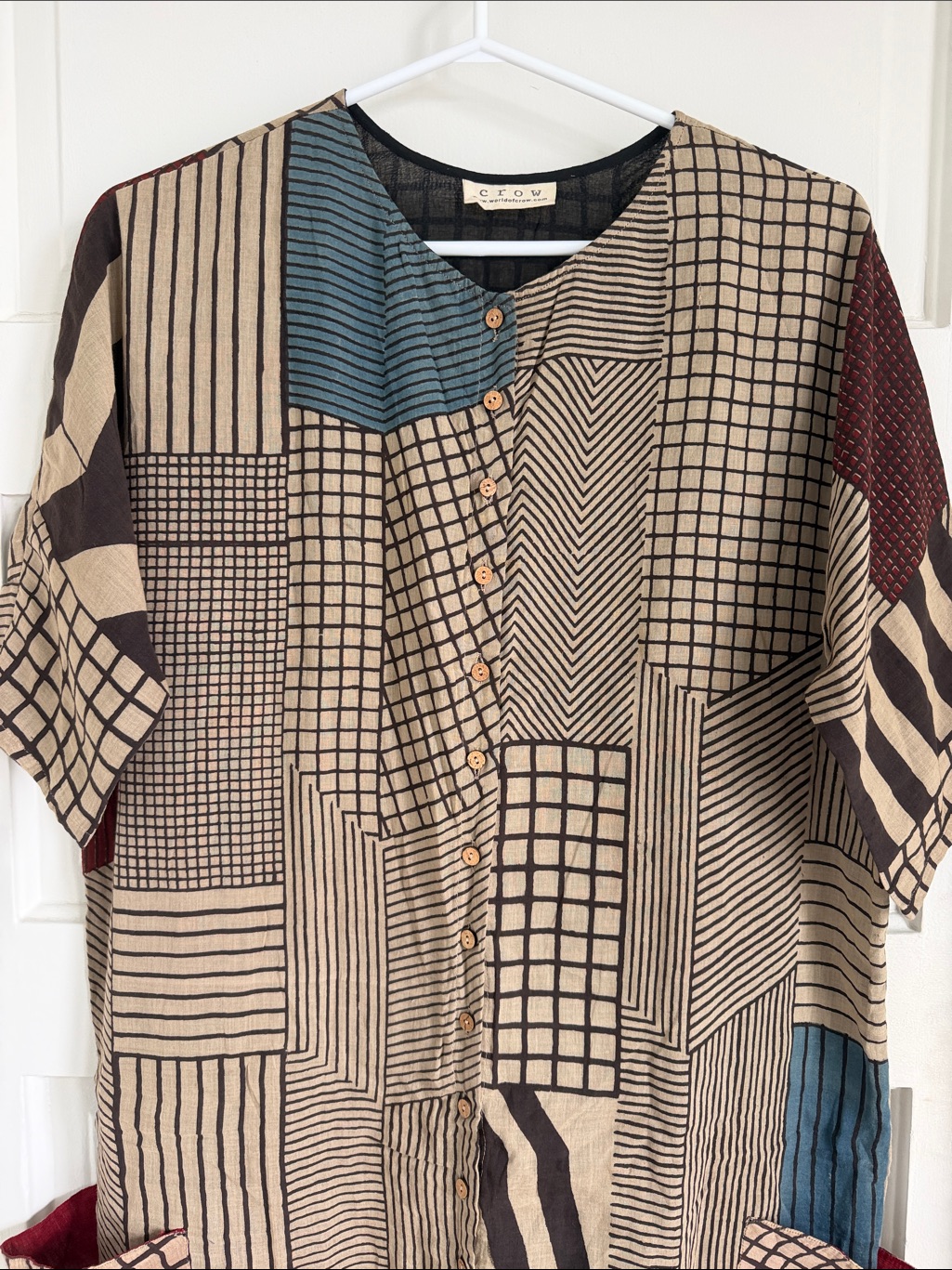 World Of Crow Patterned Short Sleeve Shirt Dress — image 2 of 8